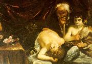CAGNACCI, Guido Sleeping Christ with Zacharias John the Baptist oil painting
